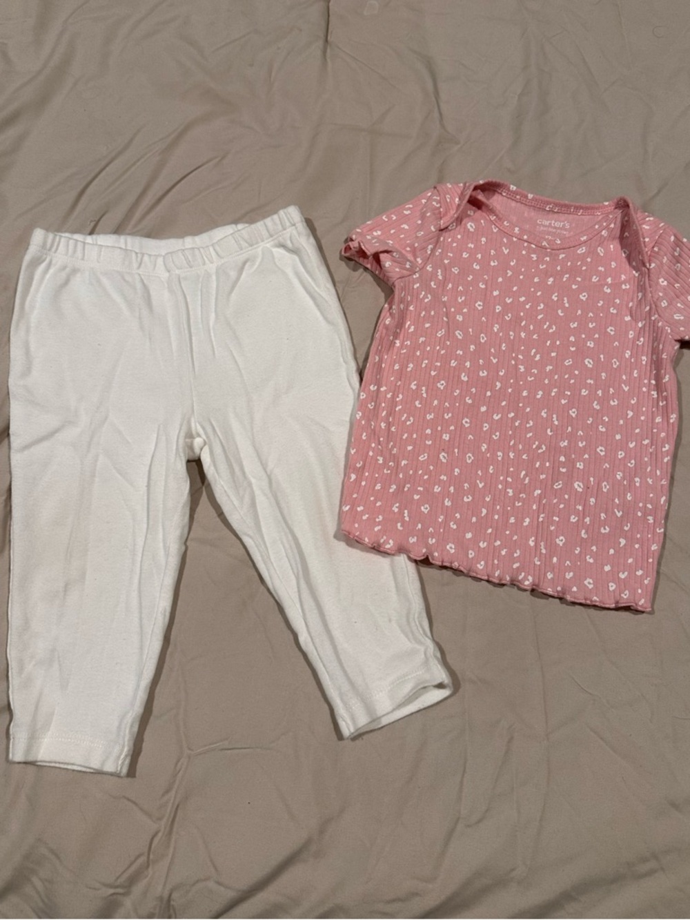 Carter's Pink Short-Sleeve Top with White Leggings